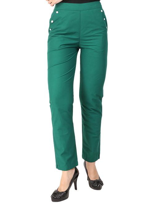 faux button detail flat front trouser - 15775318 - Very Small Image - 1