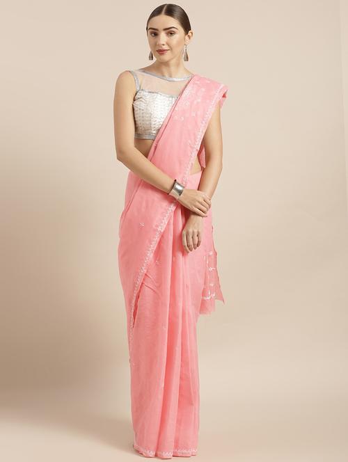 sea pink chikankari saree - 15775361 - Very Small Image - 1