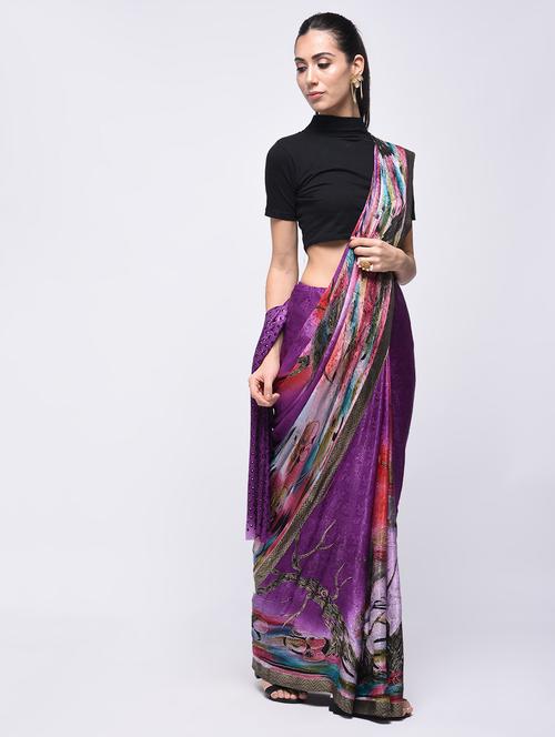 jacquard bird motif saree with blouse - 15775393 - Very Small Image - 1