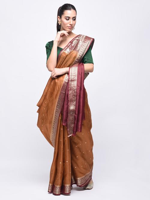 zari work self design saree with blouse - 15775398 - Very Small Image - 1
