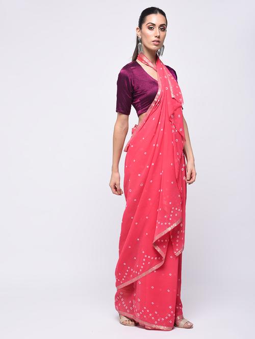 tie n dye printed saree with blouse - 15775409 - Very Small Image - 1