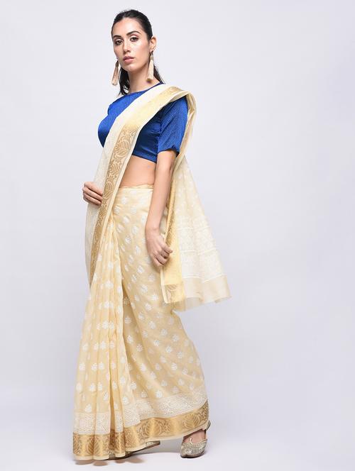 ethnic motif printed saree with blouse - 15775423 - Very Small Image - 1