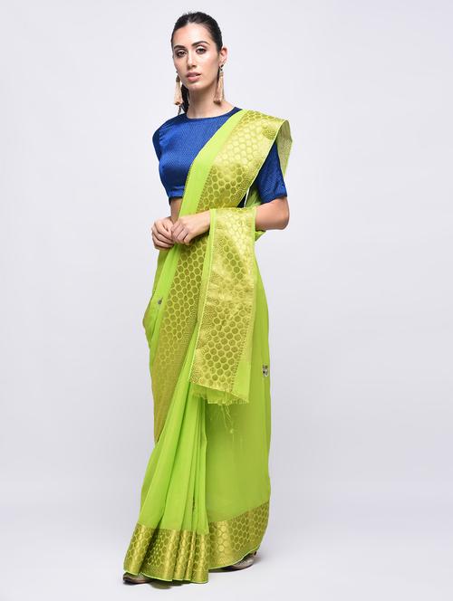 polka dot bordered embroidered saree with blouse - 15775433 - Very Small Image - 1