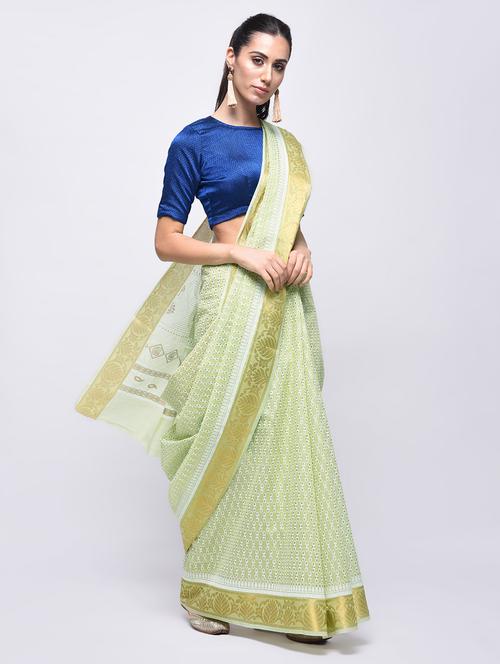 self design border printed saree with blouse - 15775448 - Very Small Image - 1
