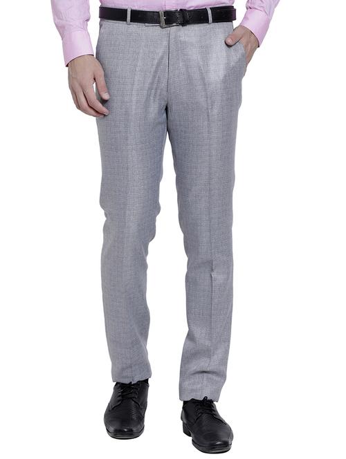 grey polyester blend flat front formal trouser - 15775660 - Very Small Image - 1