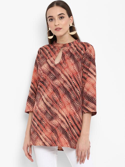 button detail keyhole neck tunic - 15775689 - Very Small Image - 1