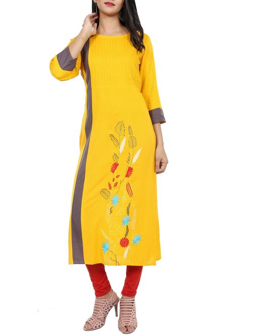 a-line embroidered kurta - 15775828 - Very Small Image - 1