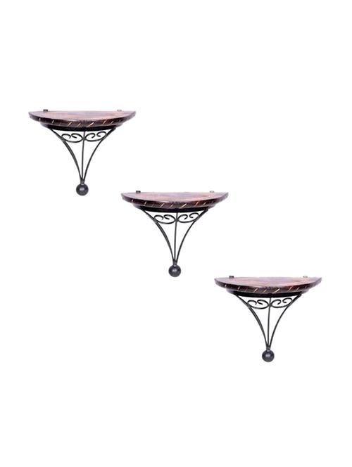 desi karigar wood and wrought iron fancy wall bracket (set of three) - 15776012 - Very Small Image - 1