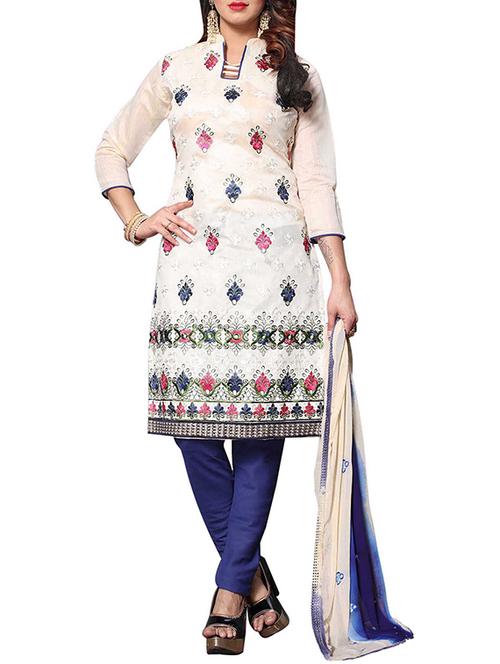 embroidered unstitched churidaar suit - 15776292 - Very Small Image - 1