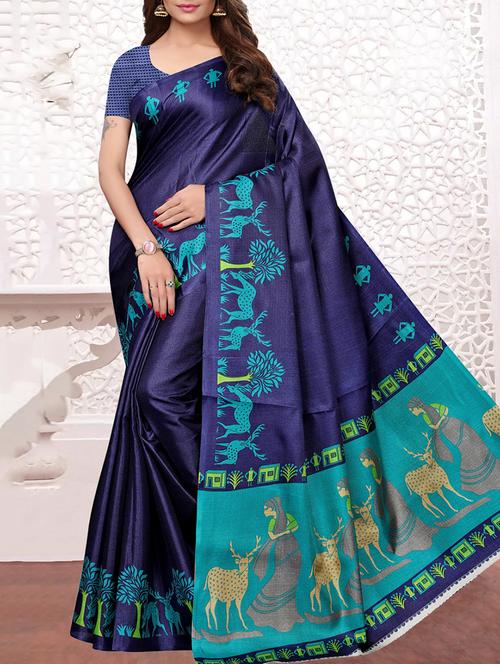 conversational printed khadi saree - 15776319 - Very Small Image - 1