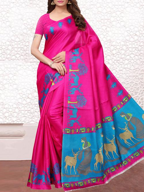 conversational printed khadi saree - 15776321 - Very Small Image - 1