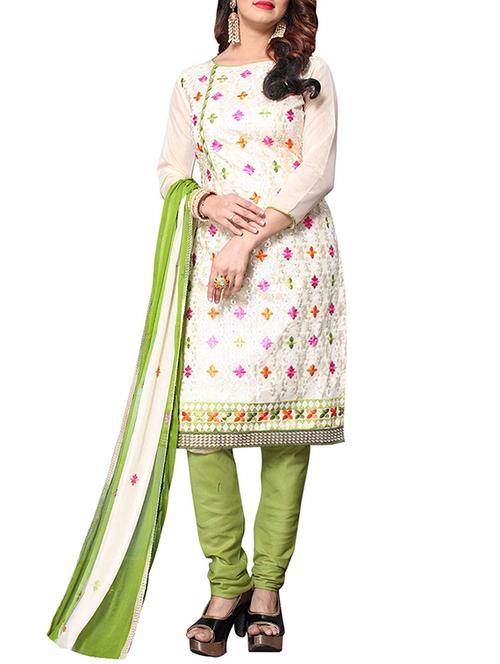 embroidered unstitched churidaar suit - 15776322 - Very Small Image - 1