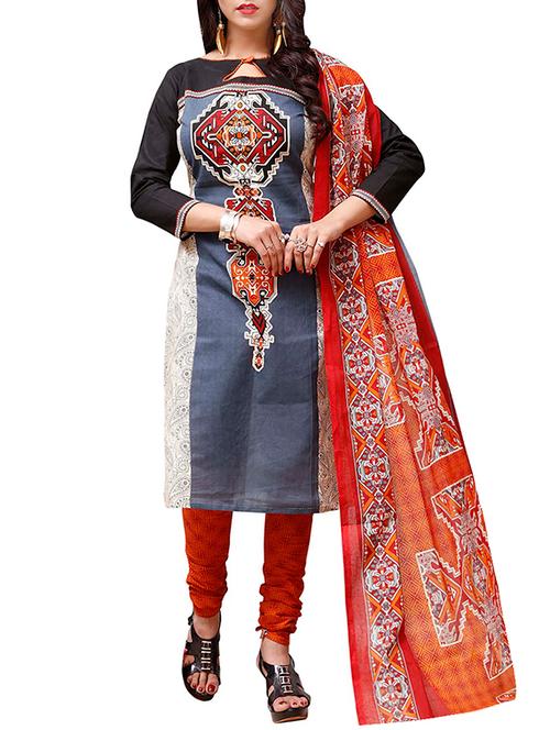 printed unstitched churidaar suit - 15776361 - Very Small Image - 1