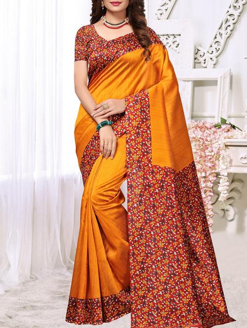 floral printed bordered saree - 15776429 - Very Small Image - 1
