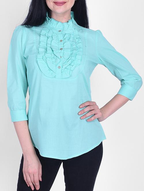 frilled neck detail top - 15776811 - Very Small Image - 1