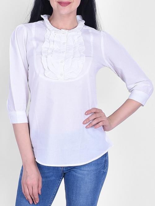 frill detail curved hem top - 15776818 - Very Small Image - 1