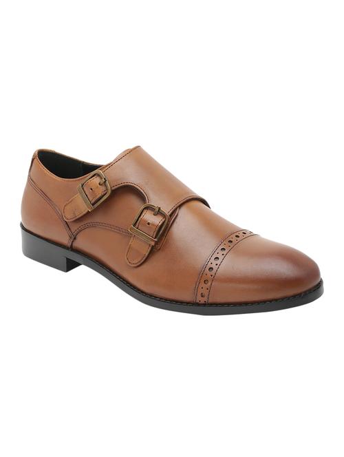 tan leather slip on monk straps - 15776844 - Very Small Image - 1
