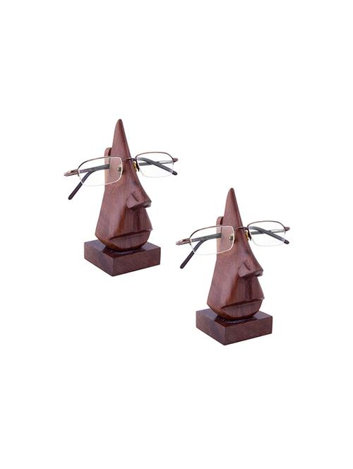 desi karigar unique hand carved rosewood nose-shaped eyeglass spectacle holder (set of 2) - 15776910 - Very Small Image - 1