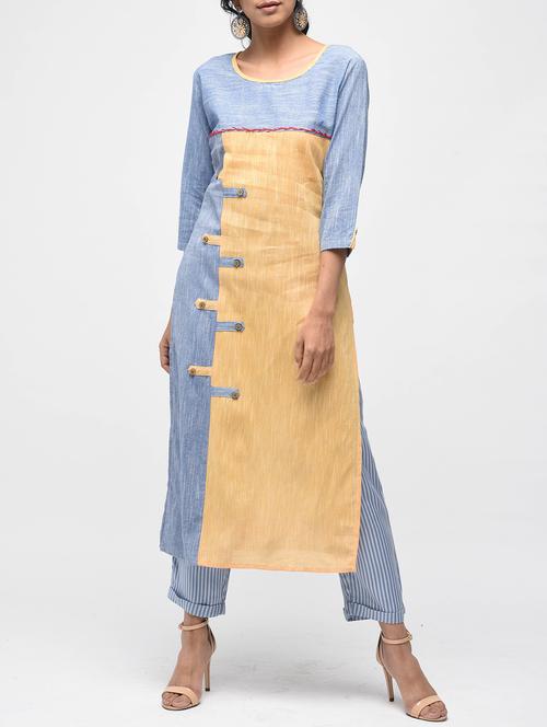 khadi a-line button detail kurti - 15776913 - Very Small Image - 1