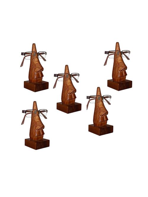 desi karigar unique hand carved rosewood nose-shaped eyeglass spectacle holder family pack (set of 5) - 15777003 - Very Small Image - 1