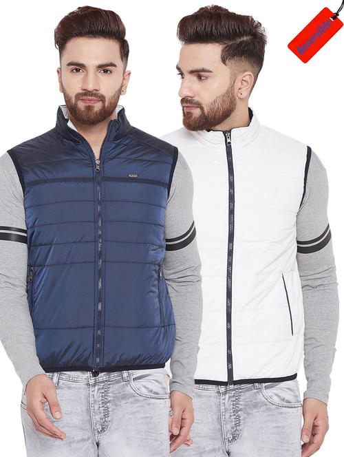 navy blue nylon reversible quilted jacket - 15777195 - Very Small Image - 1