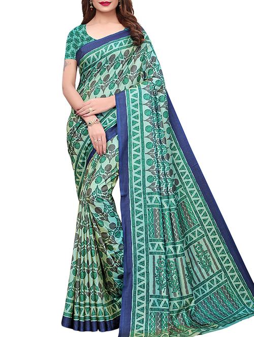 dhakai silk printed saree with blouse - 15777543 - Very Small Image - 1