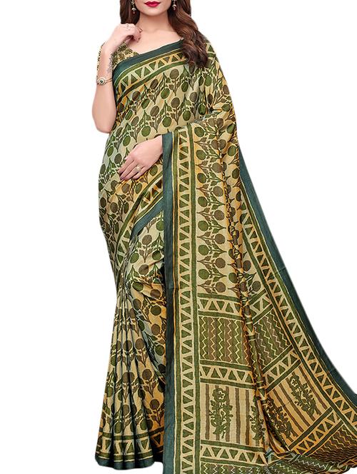 dhakai silk printed saree with blouse - 15777545 - Very Small Image - 1
