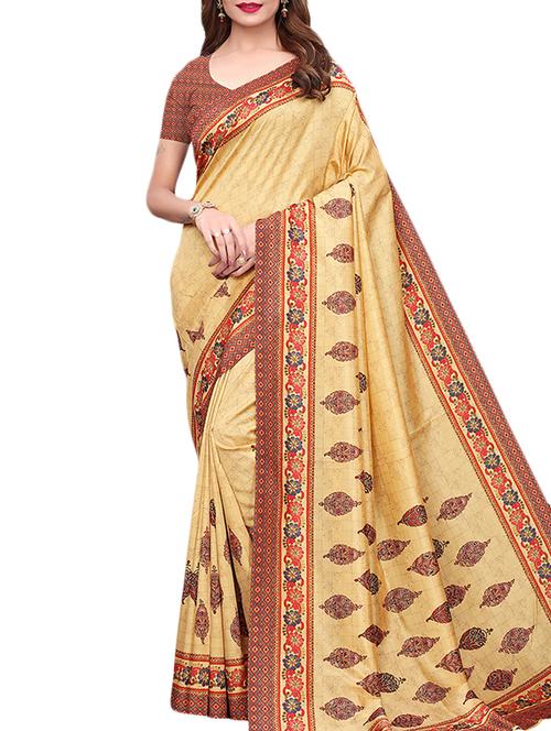 contrast border digital printed assam silk saree with blouse - 15777574 - Very Small Image - 1
