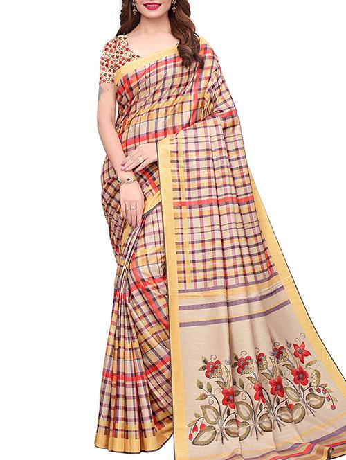 contrast border digital printed assam silk saree with blouse - 15777575 - Very Small Image - 1
