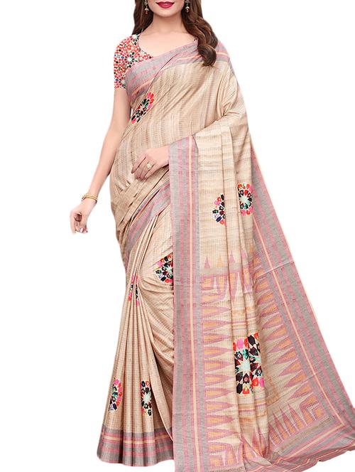 printed assam silk saree with blouse - 15777576 - Very Small Image - 1