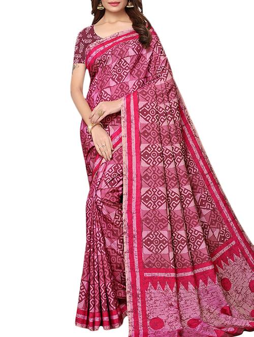 dhakai silk printed saree with blouse - 15777610 - Very Small Image - 1