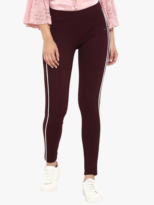 wine side contrast piping jeggings - 15778502 - Very Small Image - 1