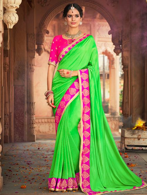 zari lace embroidered solid saree with blouse - 15778577 - Very Small Image - 1