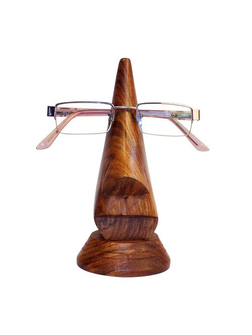 desi karigar beautiful unique hand carved rosewood nose-shaped eyeglass spectacle holder - 15779165 - Very Small Image - 1