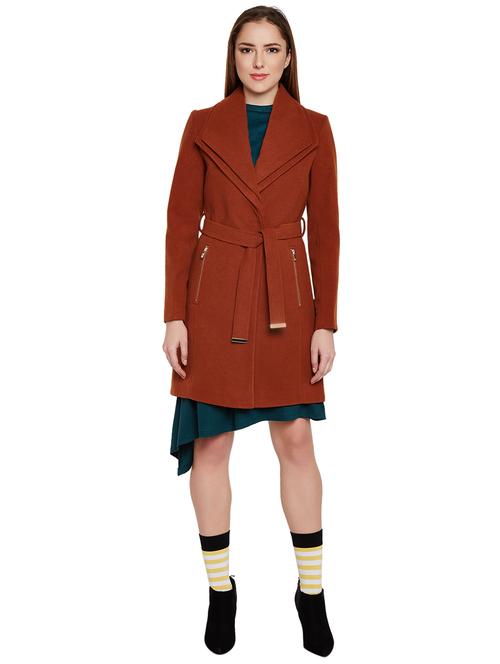 cinnamon brown belted overcoat - 15779374 - Very Small Image - 1