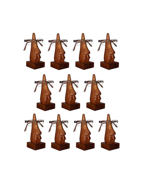 desi karigar unique hand carved rosewood nose-shaped eyeglass spectacle holder wholesale pack (set of 11) - 15779377 - Very Small Image - 1
