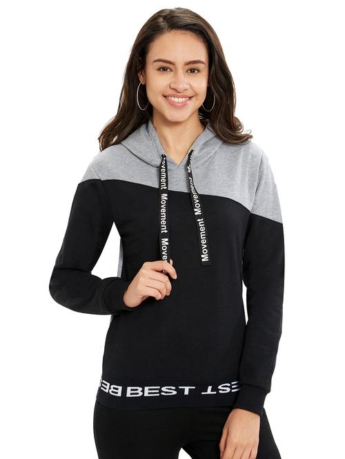 letter print color block hooded sweatshirt - 15779601 - Very Small Image - 1