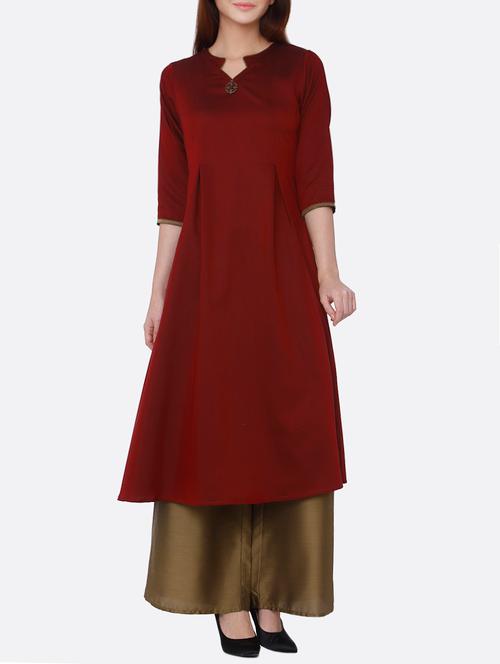 burgundy a-line kurta - 15779943 - Very Small Image - 1