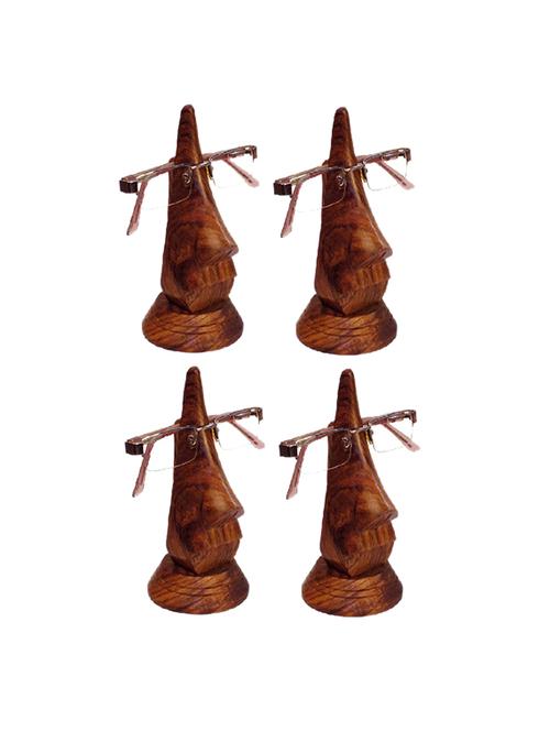 desi karigar beautiful unique hand carved rosewood nose-shaped eyeglass spectacle holder family pack (set of 4) - 15780187 - Very Small Image - 1