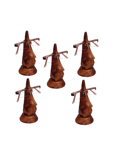 desi karigar beautiful unique hand carved rosewood nose-shaped eyeglass spectacle holder family pack (set of 5) - 15780222 - Very Small Image - 1