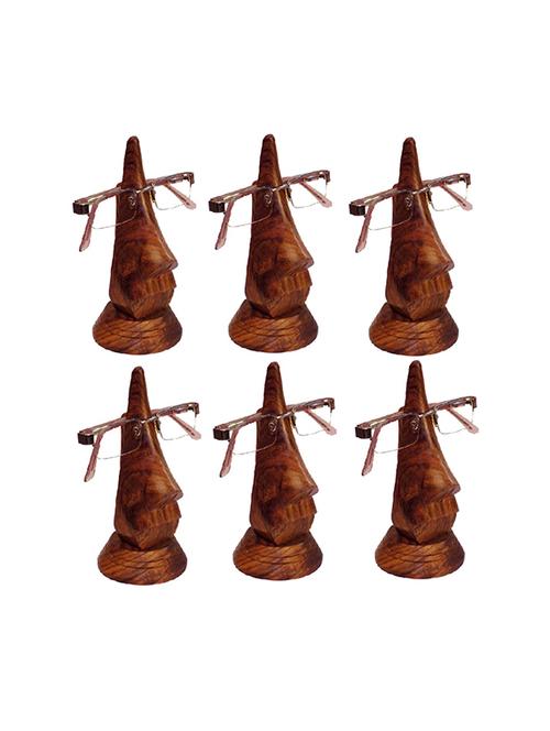 desi karigar beautiful unique hand carved rosewood nose-shaped eyeglass spectacle holder family pack (set of 6) - 15780224 - Very Small Image - 1
