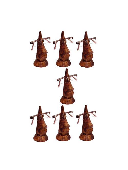 desi karigar beautiful unique hand carved rosewood nose-shaped eyeglass spectacle holder family pack (set of 7) - 15780225 - Very Small Image - 1