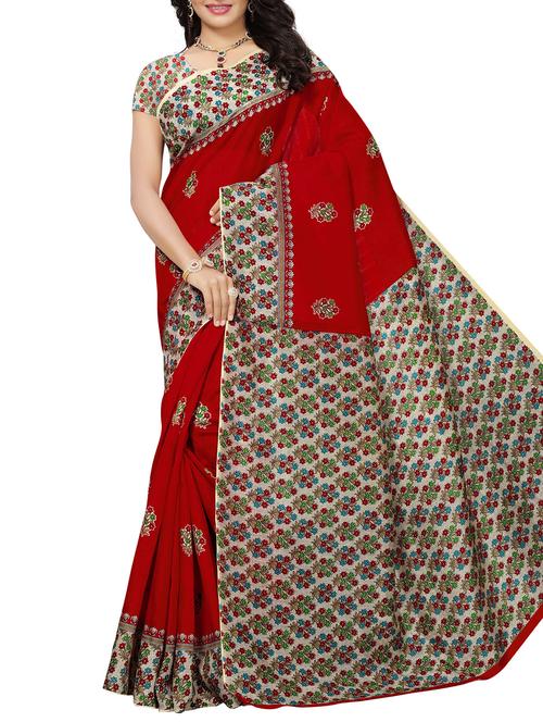 contrast border floral printed saree - 15780300 - Very Small Image - 1