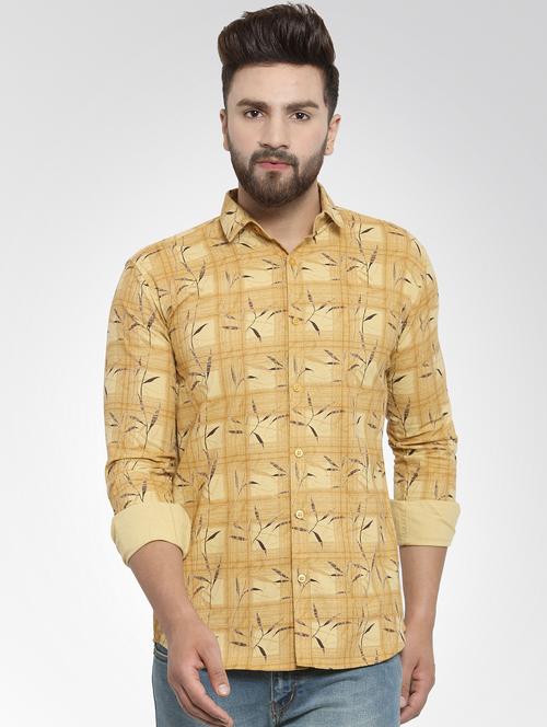 yellow cotton casual shirt - 15780318 - Very Small Image - 1