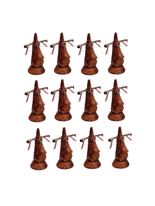 desi karigar beautiful unique hand carved rosewood nose-shaped eyeglass spectacle holder wholesale pack (set of 12) - 15780734 - Very Small Image - 1