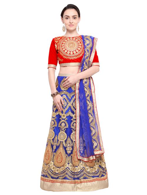 embroidered a-line lehenga - 15780991 - Very Small Image - 1