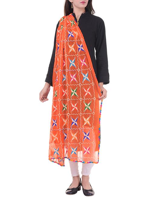 phulkari embroidered dupatta - 15780997 - Very Small Image - 1