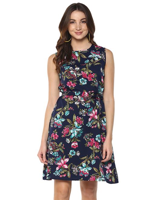 floral a-line belted dress - 15781076 - Very Small Image - 1