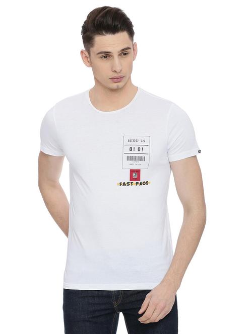 white chest print t-shirt - 15781296 - Very Small Image - 1