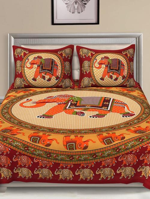 cotton double bedsheet with 2 pillow covers - 15781332 - Very Small Image - 1